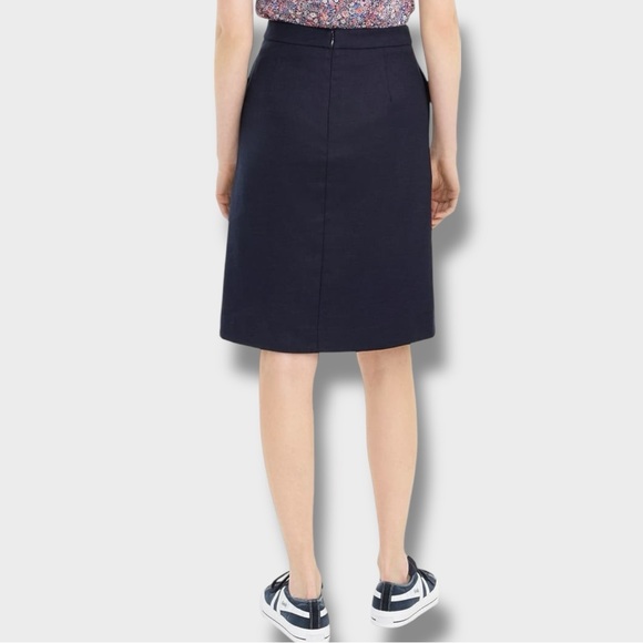 J. Crew Pleated Front Linen Blend Sailor Skirt in Navy - Picture 6 of 9